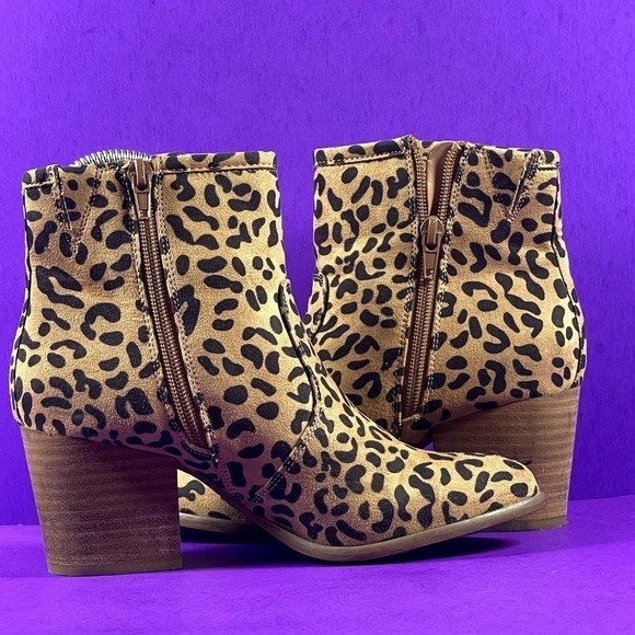 CARLOS by‎ Carlos Santana Leopard Print Ankle Booties Shoe Size 5.5 - Picture 5 of 9